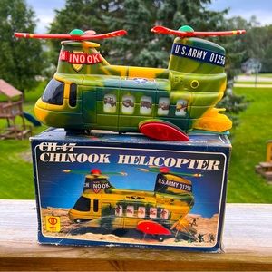 Chinook Helicopter CH-47 US ARMY 01256 Battery Operated Esmon Toys Vintage